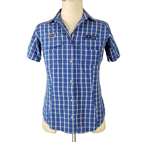 Florida Gators Shirt Short Sleeve Womens Medium NCAA Fishing Columbia PFG Plaid - Picture 1 of 15